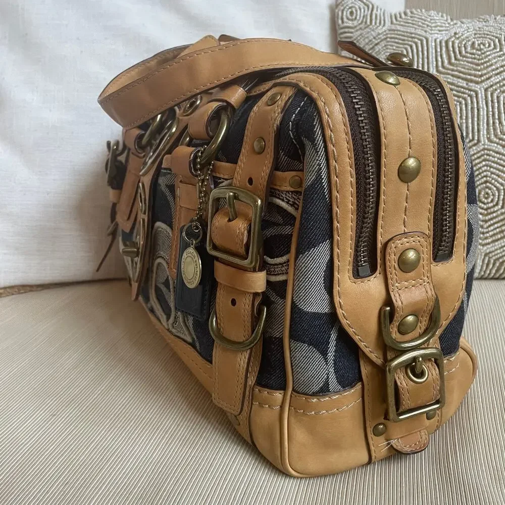 Rare Legacy Denim Lilly Satchel Turnlock Bag | Rainbow Legacy Lining, Vintage